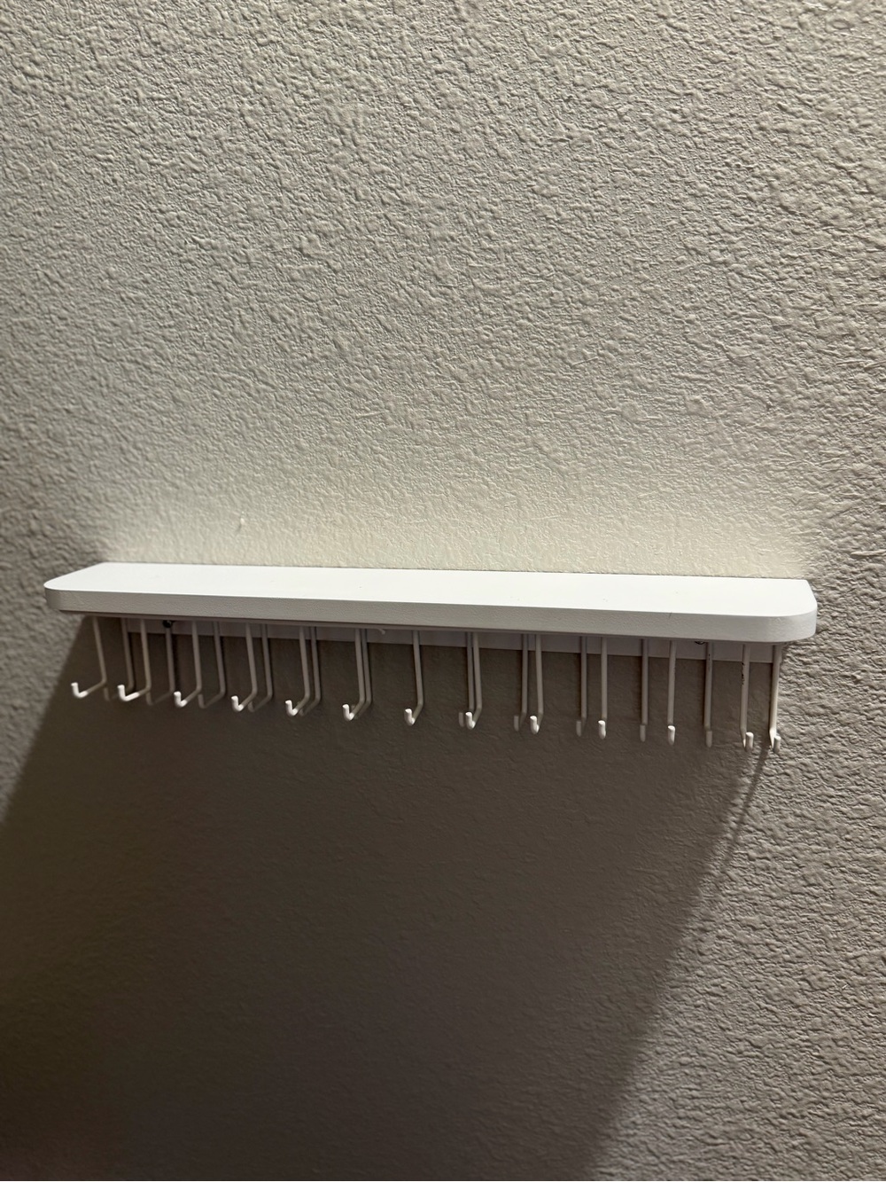 Wall-Mounted White Jewelry & Key Organizer Shelf with Hooks - Picture 2 of 3